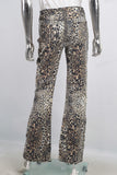 Leopard digital print straight jeans women