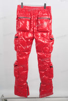 Red puffer cotton cargo pants
