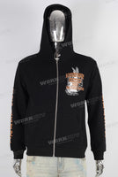 Black digital print hooded jacket