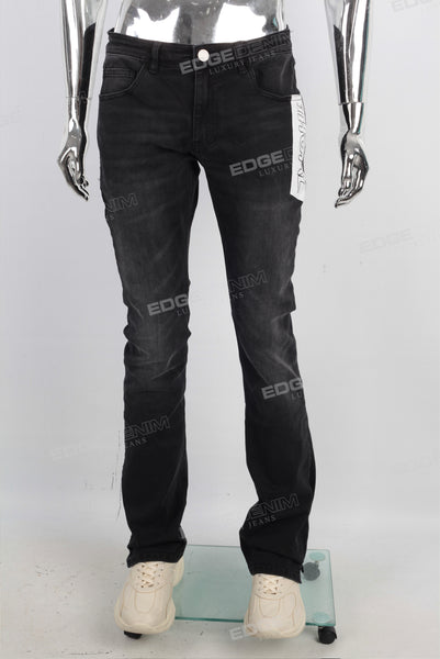 Black Stitching Flared Bottom Jeans men