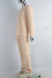 Yellow embossed velvet long shirt and pants set