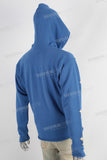 Blue puff print boot cut hooded jacket