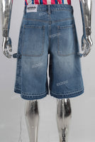 Blue baggy laser boot cut jeans