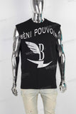 Black digital print sleeveless t shirt