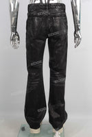 Black waxed flare jeans