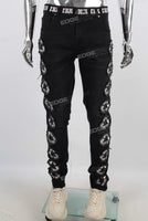 Black patchwork skinny jeans men
