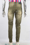 Green patchwork skinny jeans