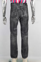 Black waxed acid washed straight jeans