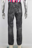 Black waxed acid washed straight jeans
