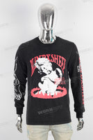 Black digital print long sleeve t shirt