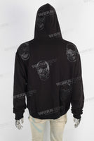 Black heavyweight patch skull hoodie