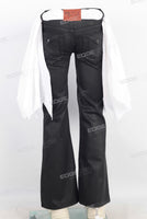 Black wax flare denim jeans