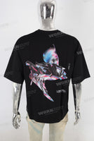 Black heavyweight digital print t shirt