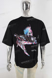 Black heavyweight digital print t shirt