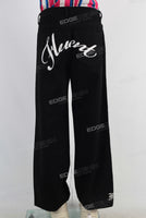 Black straight embroidered jeans