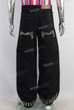 Black rhinestone rivet baggy jeans