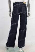 Blue cargo baggy patchwork jeans women