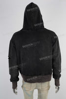 Black distressed sun faded hoodie