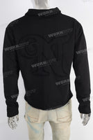 Black patchwork raw hem sweatshirt