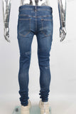 Blue biker damaged skinny jeans