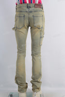 Green acid washed skinny jeans