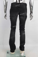 Black Stitching Flared Bottom Jeans men