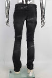 Black Stitching Flared Bottom Jeans men