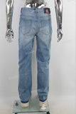 Blue straight screen printed jeans men