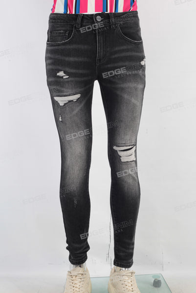 Black damaged skinny jeans