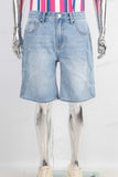 Blue embossed straight shorts