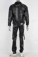 Black Leather Jacket And Pants Set Men