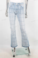 light blue raw hem flare boot cut bootcut women