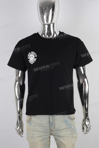 Black digital print slim fit t shirt
