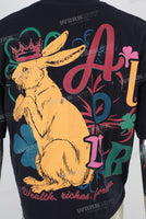 Black heavyweight digital print T shirt