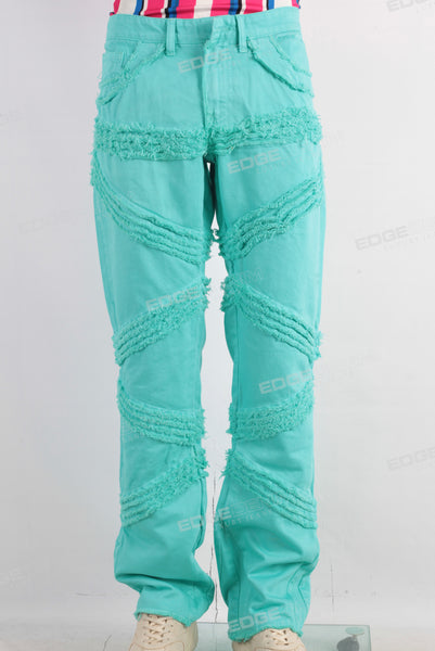 Cyan damaged boot cut jeans