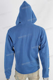 Blue puff print boot cut hooded jacket