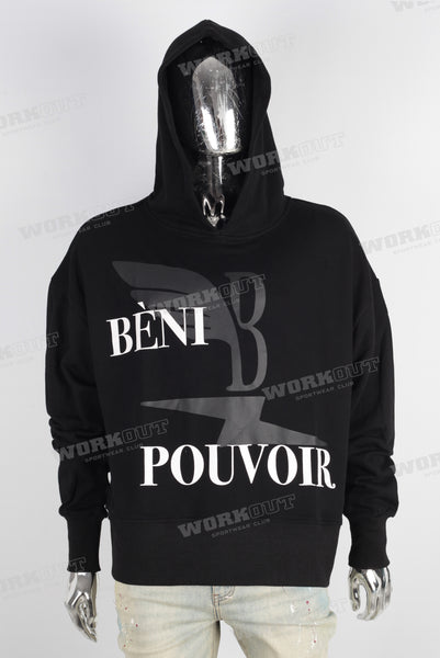 Black digital print thread hoodie