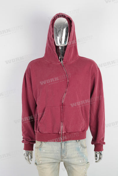 Red heavyweight zip up hoodie jacket