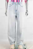 Blue straight acid washed jeans