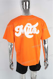 Orange oversize digital print heavyweight T shirt men
