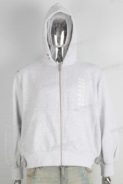 Grey digital print hooded jacket