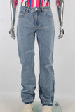 Blue straight patchwork boot cut jeans
