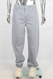 Blue baggy straight jeans men