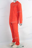 Orange 3d jacquard knitting shirt and pants set