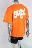 Orange oversize digital print heavyweight T shirt men
