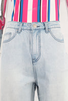 Blue straight acid washed jeans