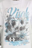 White heavyweight blue digital print t shirt