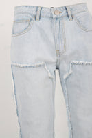 Blue distressed carpenter double knee jeans