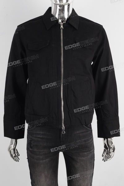 Black zip up denim jacket