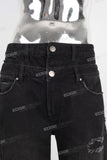 Black doubles layer damaged patchwork jeans